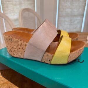 Chocolate Blu Genuine Leather Yellow Gray Martin Platform Wedge Sandals